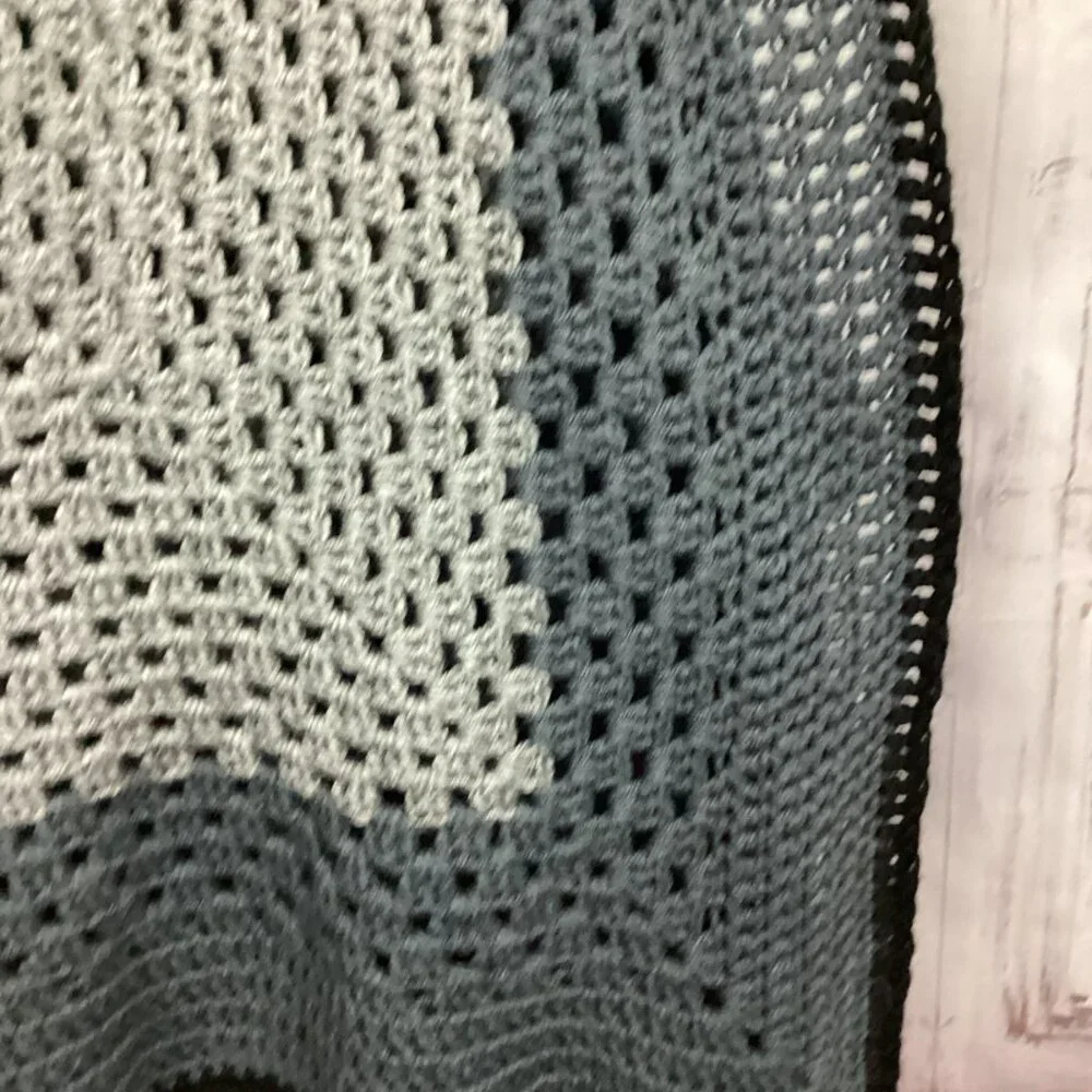 Gray Toned Crochet Afghan Blanket 77x77